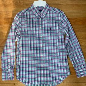 Boys Ralph Lauren long sleeve plaid dress shirt size M 10/12